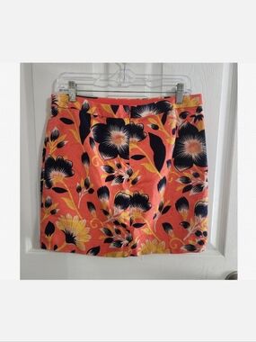 J.crew vibrant linen blend floral skirt retro 70s colorful feminine size 6